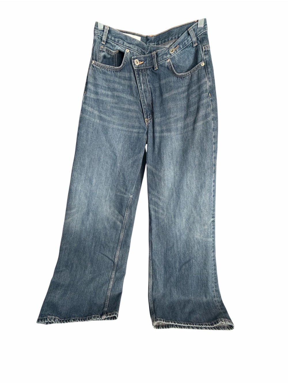 Zara Asymmetrical Crossover Waist Wide Leg Jeans Sz 8